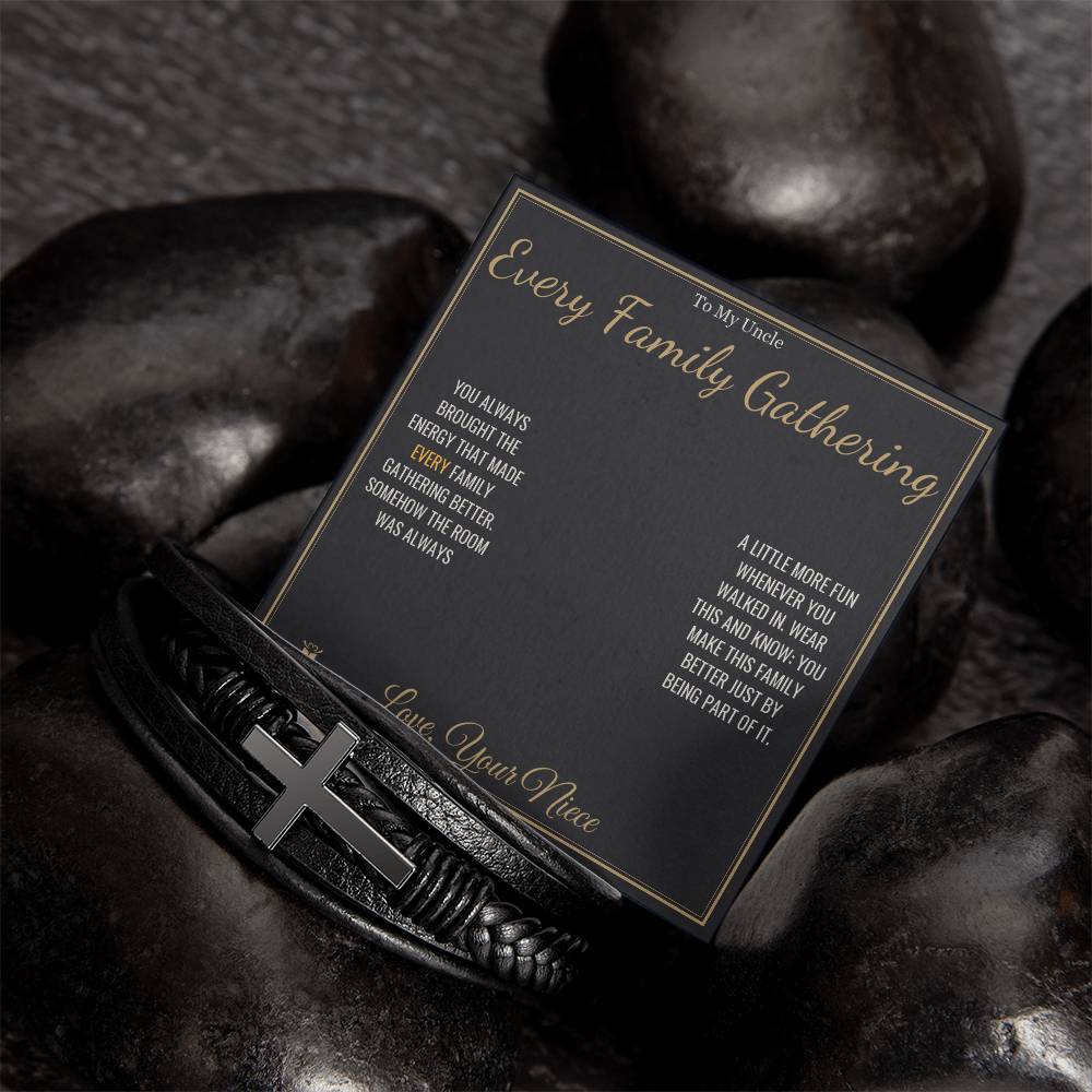 Every Family Gathering - Men's Cross Bracelet for Uncle