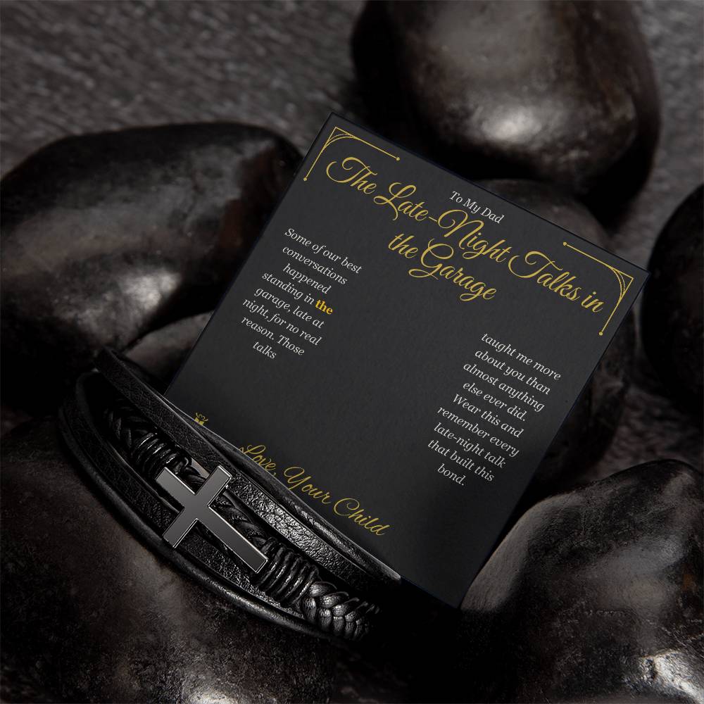The Late-Night Talks in the Garage - Men's Cross Bracelet for Dad