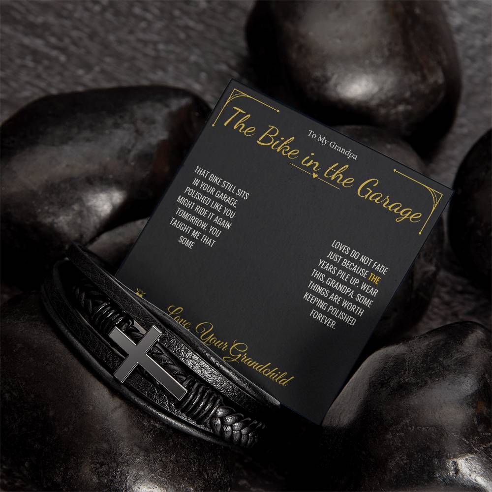 The Bike in the Garage - Men's Cross Bracelet for Grandfather