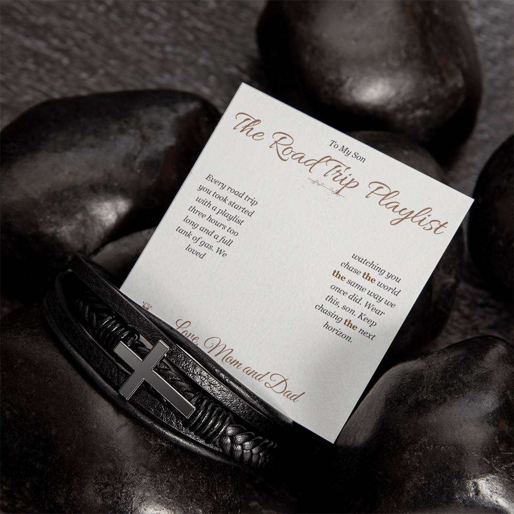 The Road Trip Playlist - Men's Cross Bracelet for Son