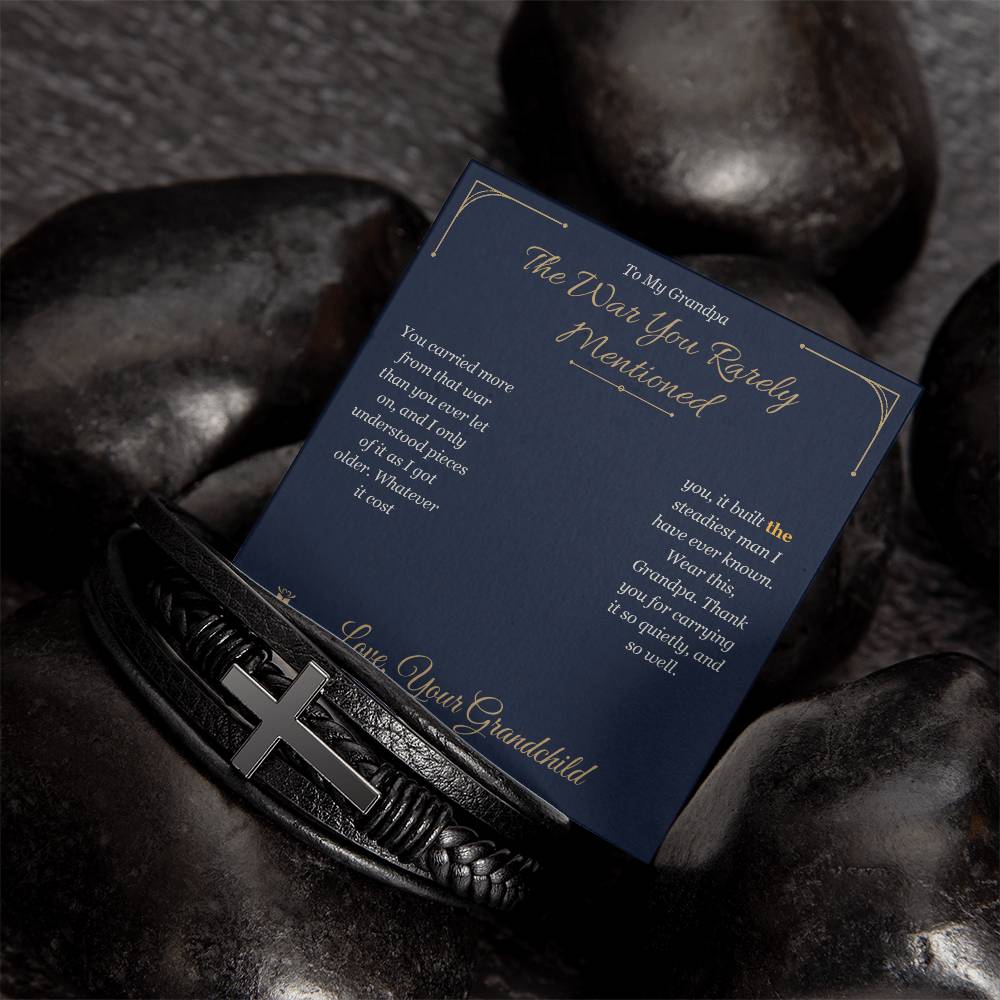 The War You Rarely Mentioned - Men's Cross Bracelet for Grandfather