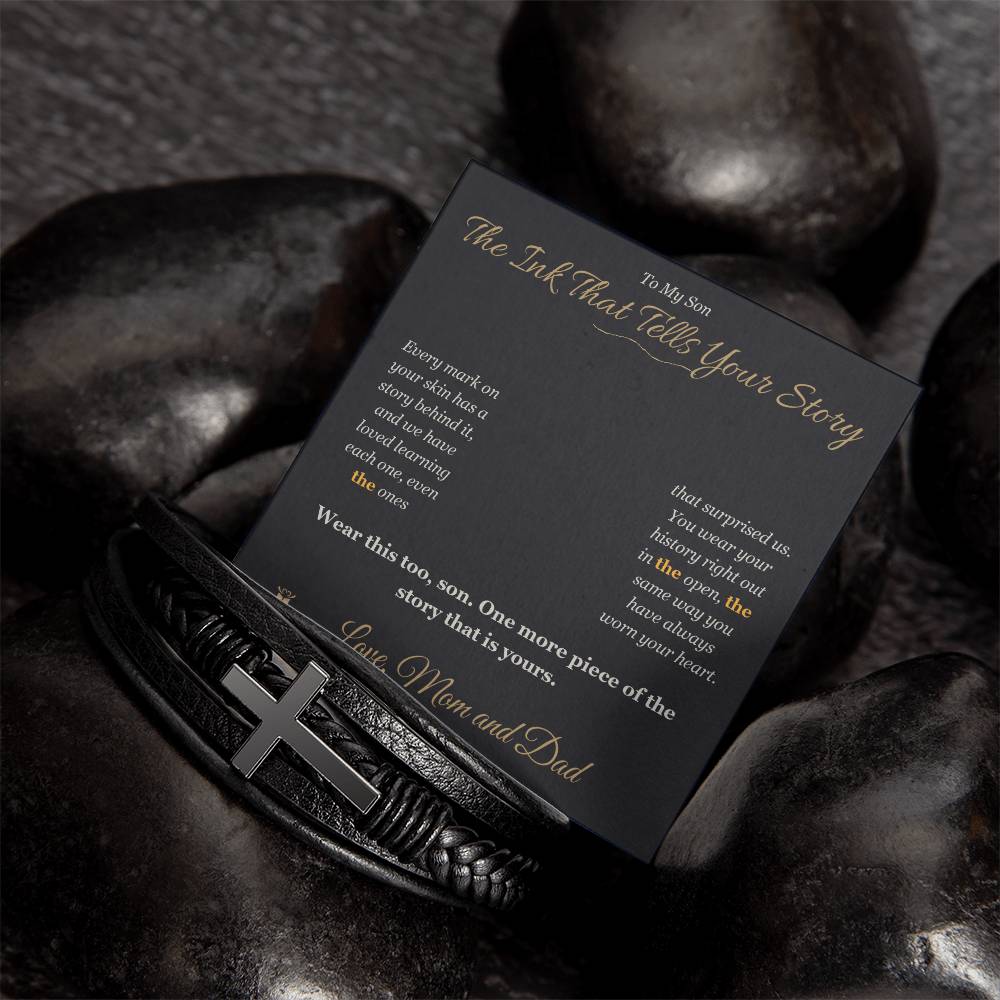 The Ink That Tells Your Story - Men's Cross Bracelet for Son