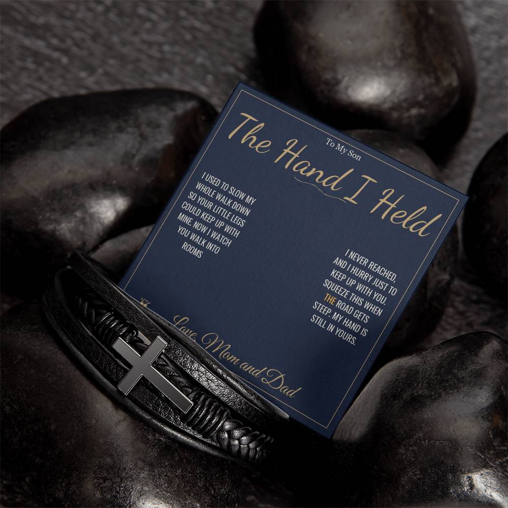 The Hand I Held - Men's Cross Bracelet for Son