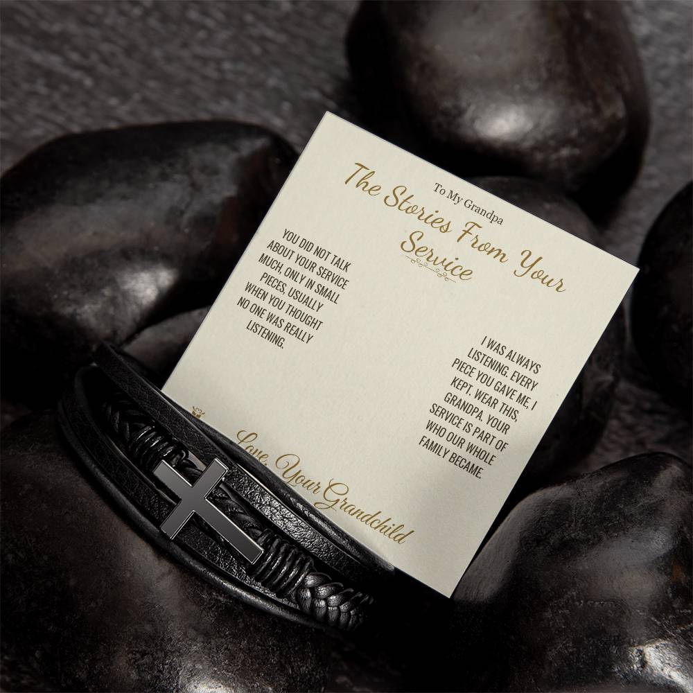 The Stories From Your Service - Men's Cross Bracelet for Grandfather