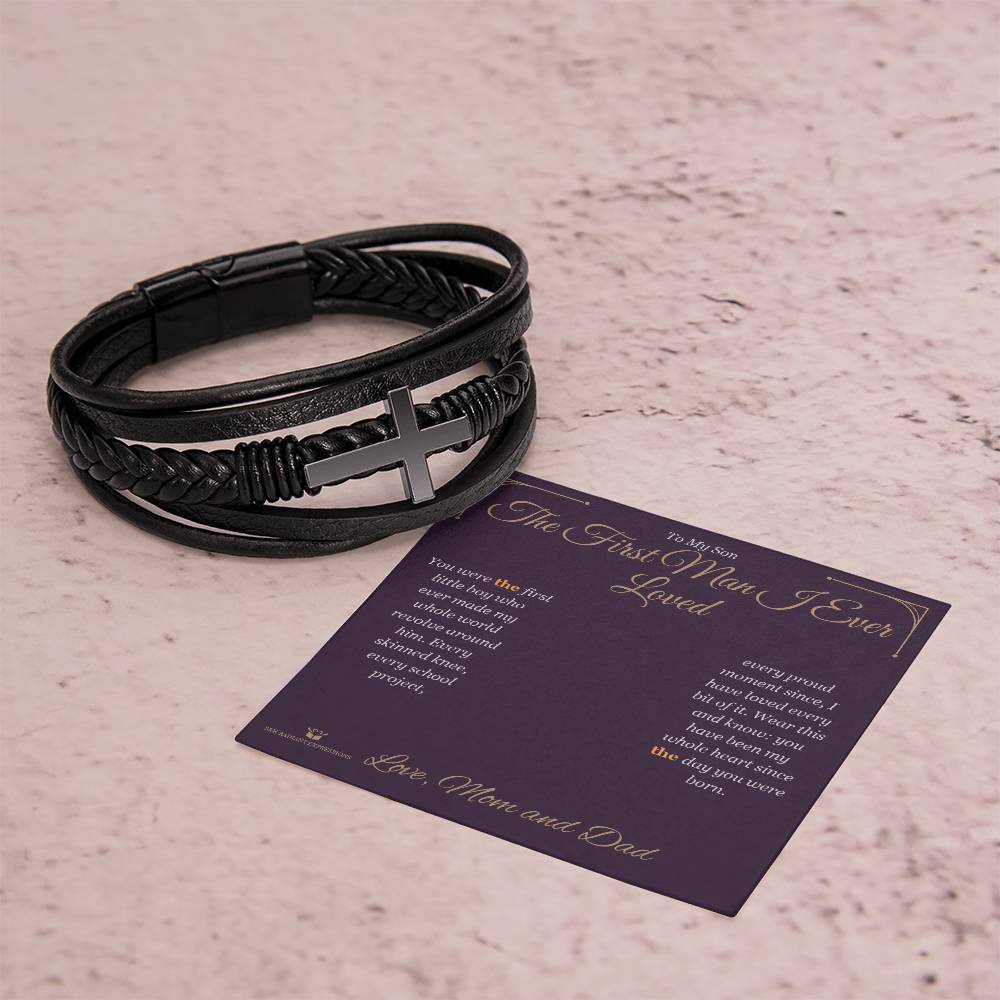 The First Man I Ever Loved - Men's Cross Bracelet for Son