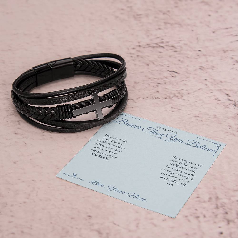 Braver Than You Believe - Men's Cross Bracelet for Uncle