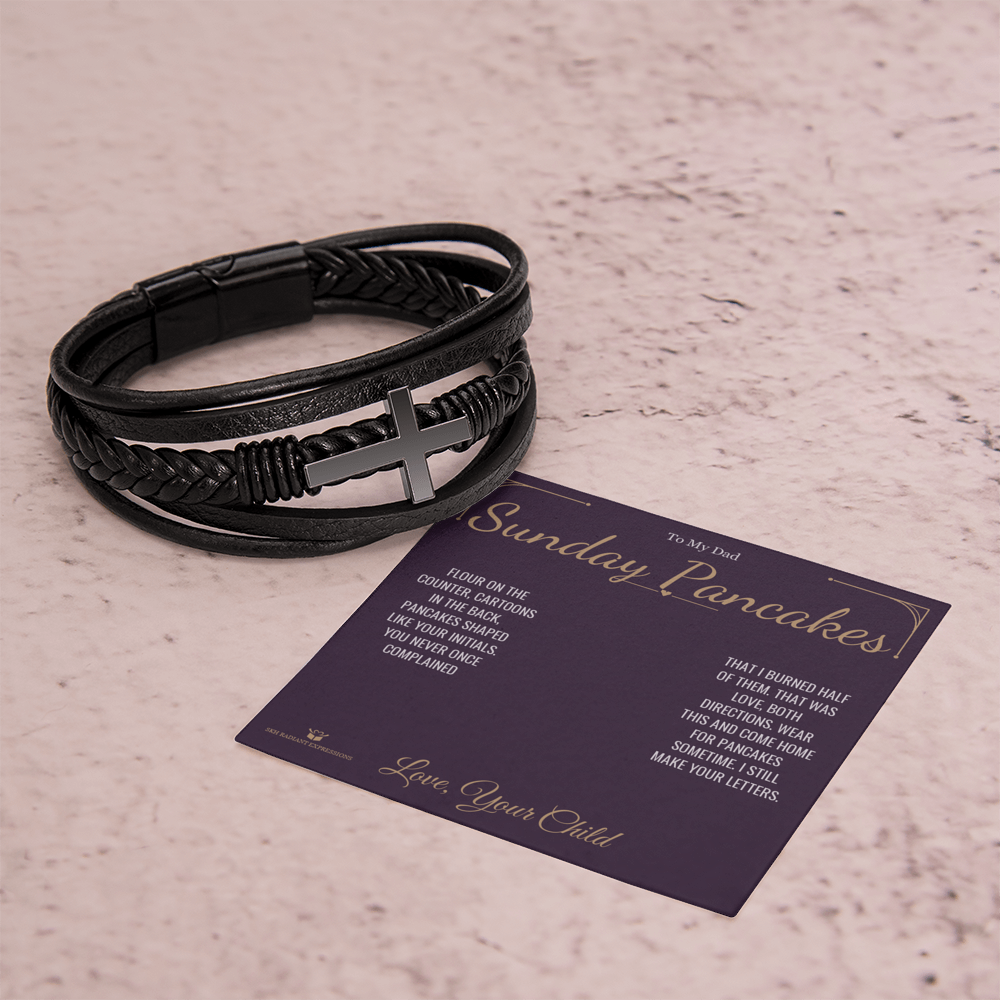 Sunday Pancakes - Men's Cross Bracelet for Dad