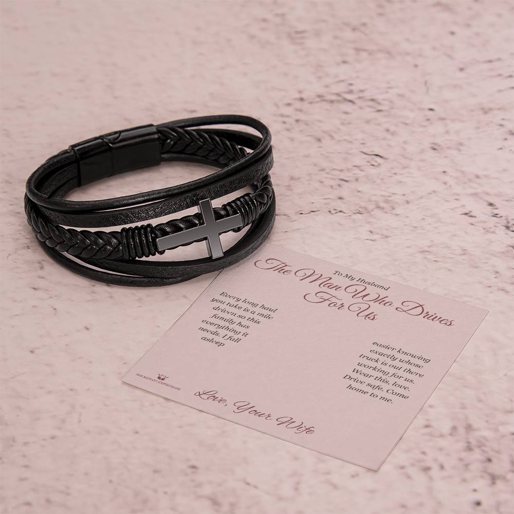 The Man Who Drives For Us - Men's Cross Bracelet for Husband