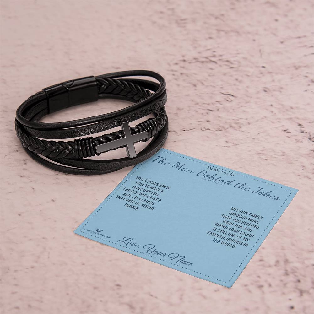 The Man Behind the Jokes - Men's Cross Bracelet for Uncle