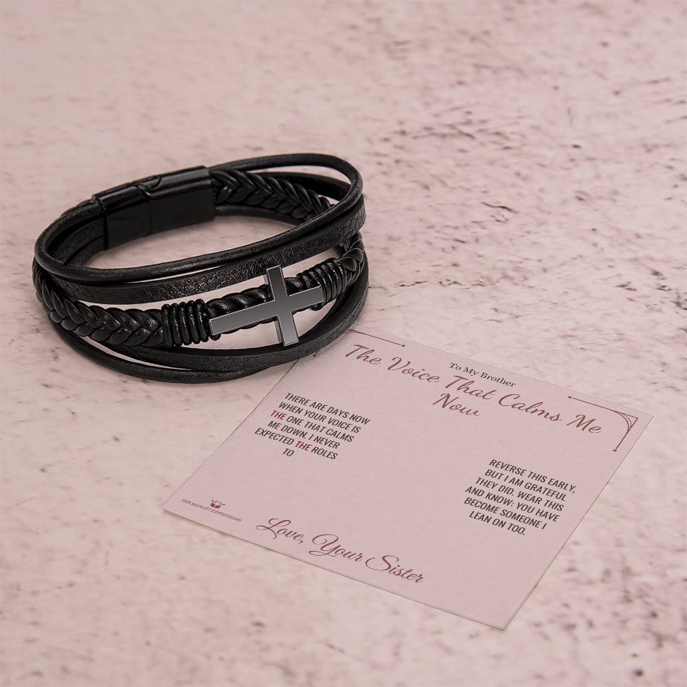 The Voice That Calms Me Now - Men's Cross Bracelet for Brother
