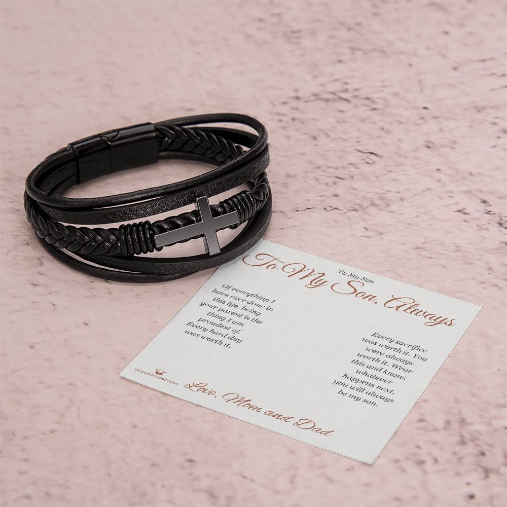To My Son, Always - Men's Cross Bracelet for Son