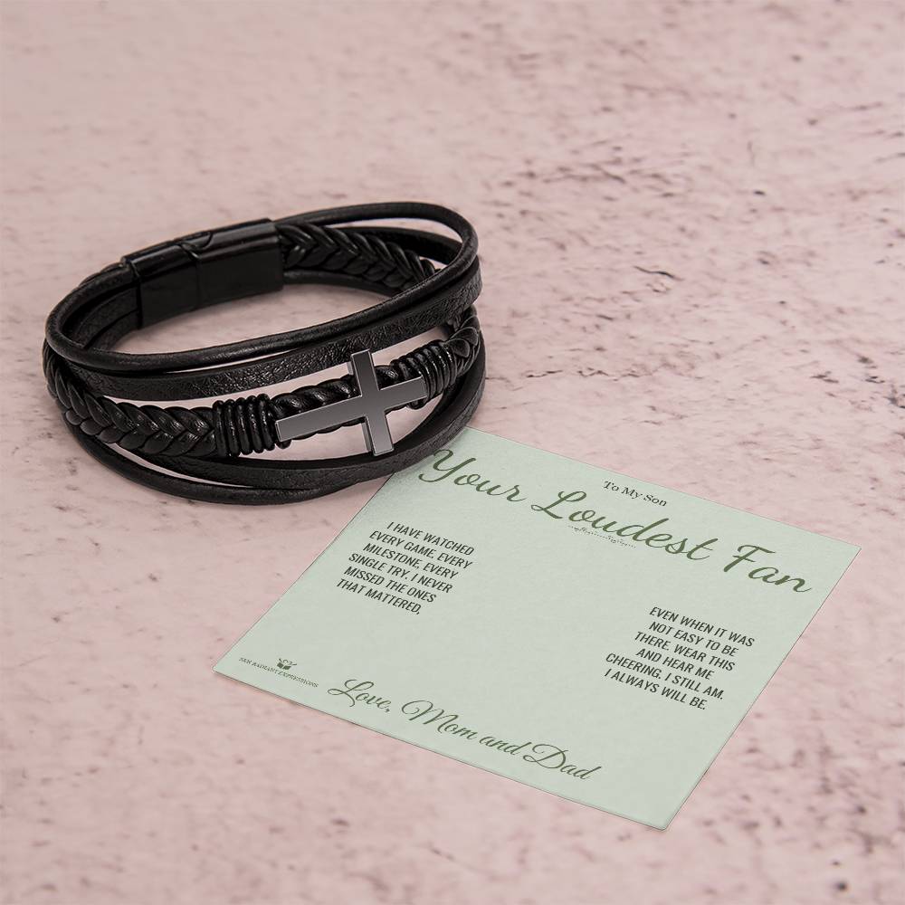 Your Loudest Fan - Men's Cross Bracelet for Son