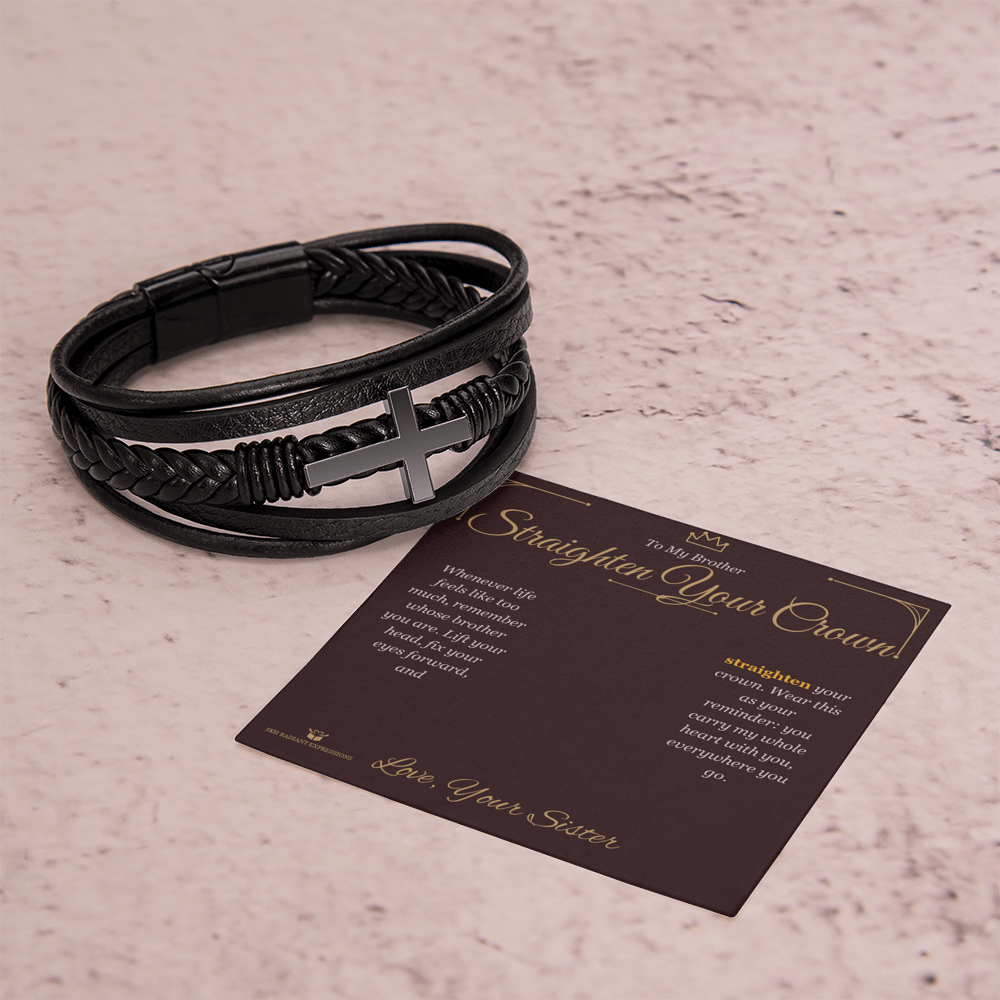 Straighten Your Crown - Men's Cross Bracelet for Brother