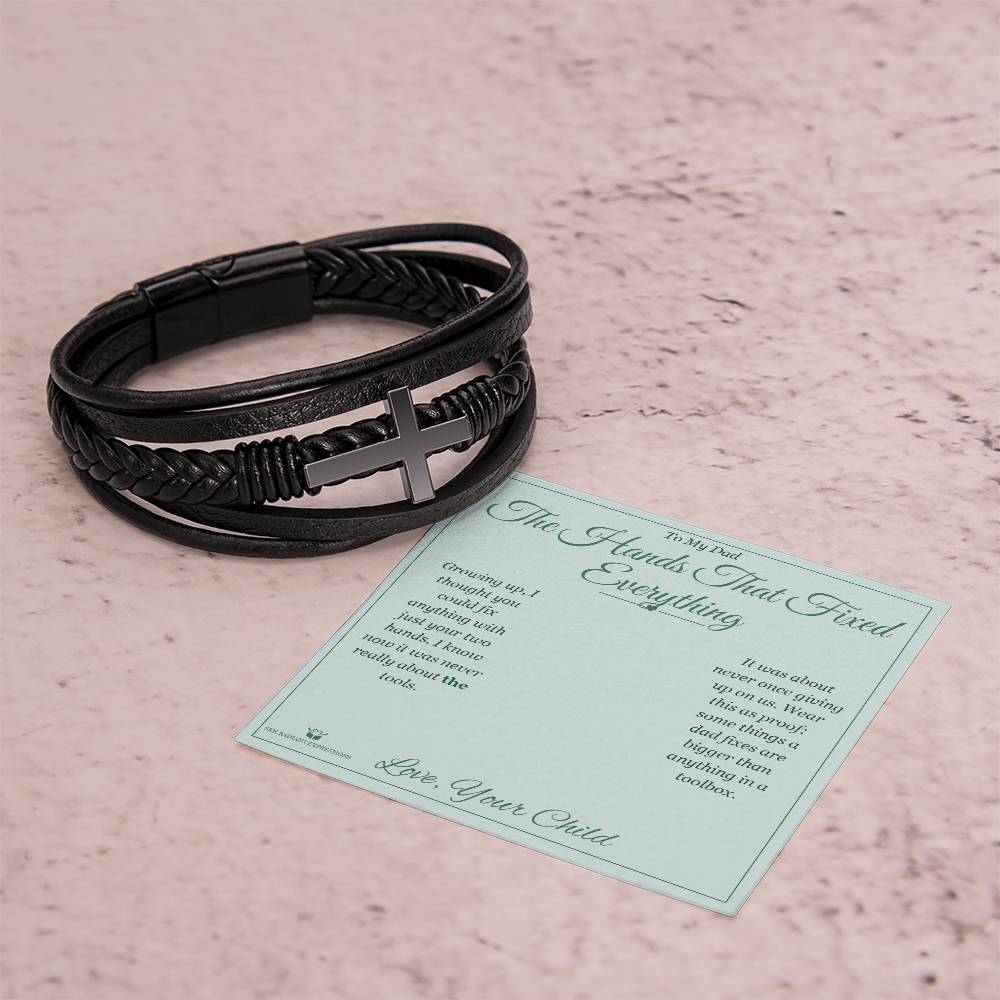 The Hands That Fixed Everything - Men's Cross Bracelet for Dad