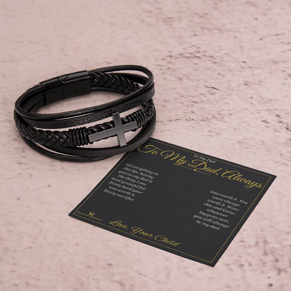 To My Dad, Always - Men's Cross Bracelet for Dad