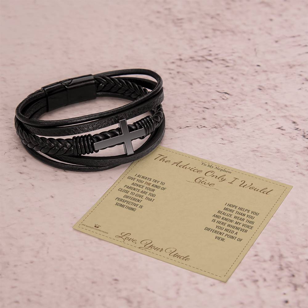 The Advice Only I Would Give - Men's Cross Bracelet for Nephew