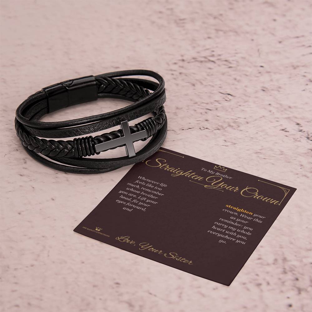 Straighten Your Crown - Men's Cross Bracelet for Brother