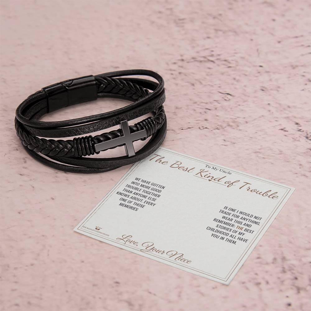 The Best Kind of Trouble - Men's Cross Bracelet for Uncle