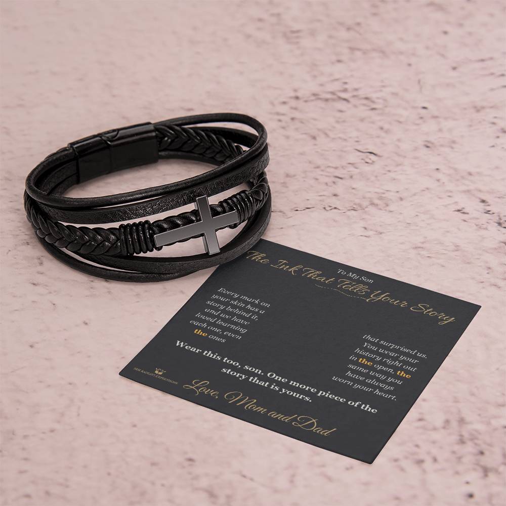 The Ink That Tells Your Story - Men's Cross Bracelet for Son