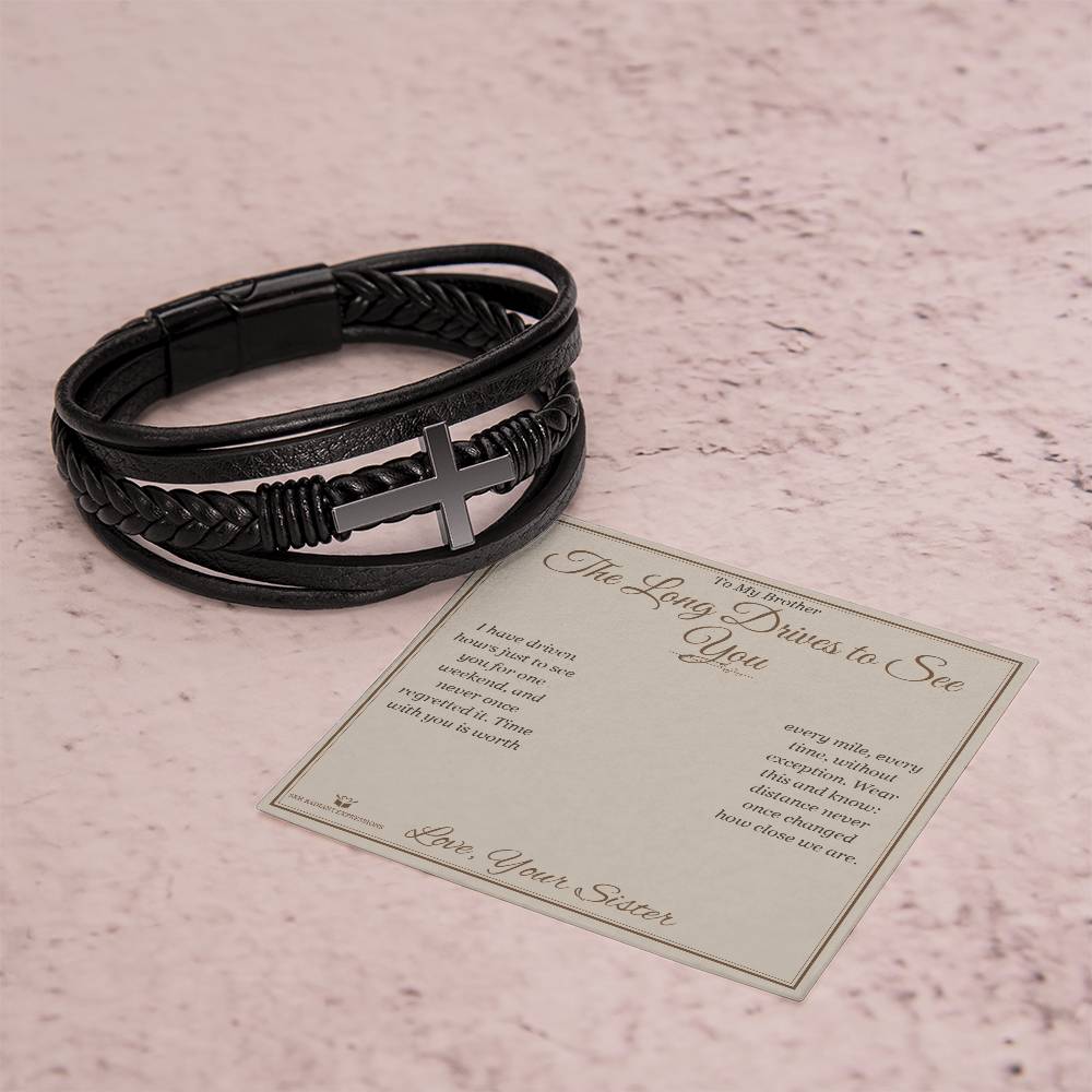 The Long Drives to See You - Men's Cross Bracelet for Brother