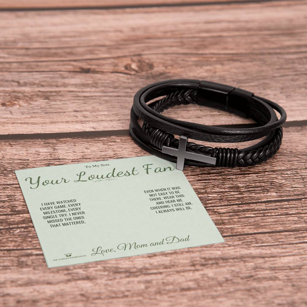 Your Loudest Fan - Men's Cross Bracelet for Son