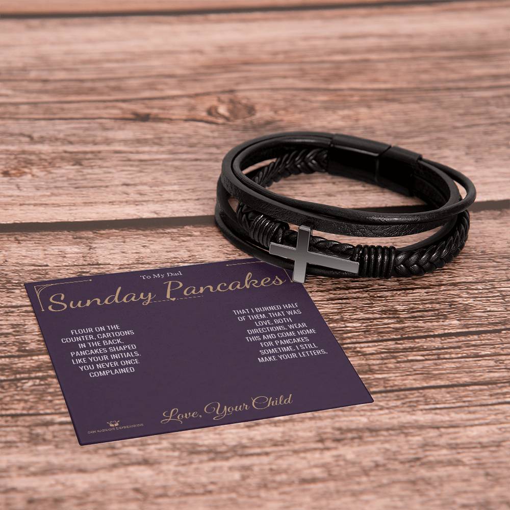 Sunday Pancakes - Men's Cross Bracelet for Dad