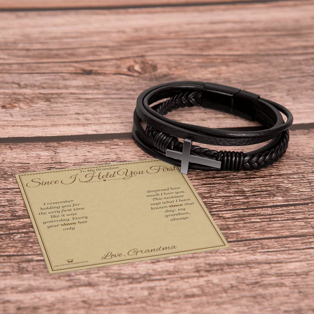 Since I Held You First - Men's Cross Bracelet for Grandson