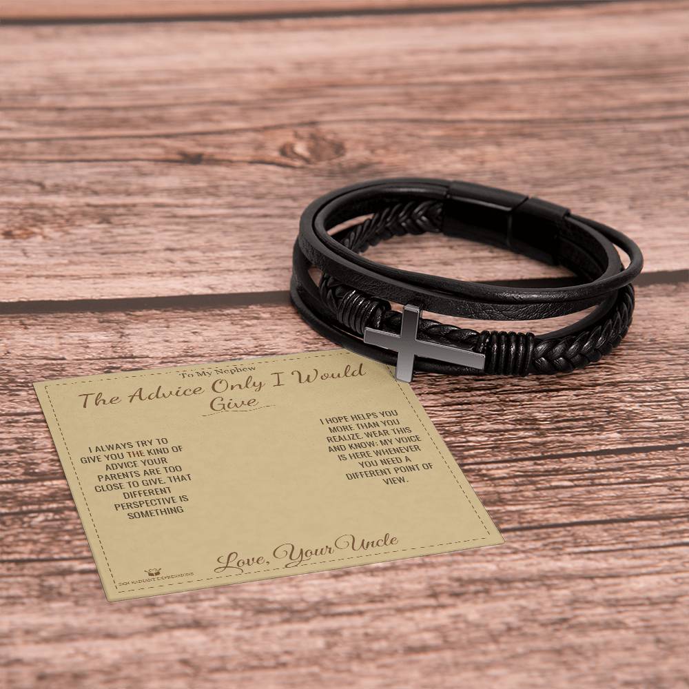 The Advice Only I Would Give - Men's Cross Bracelet for Nephew
