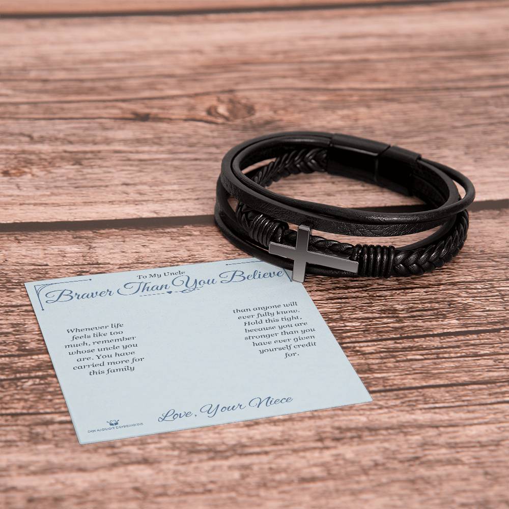 Braver Than You Believe - Men's Cross Bracelet for Uncle