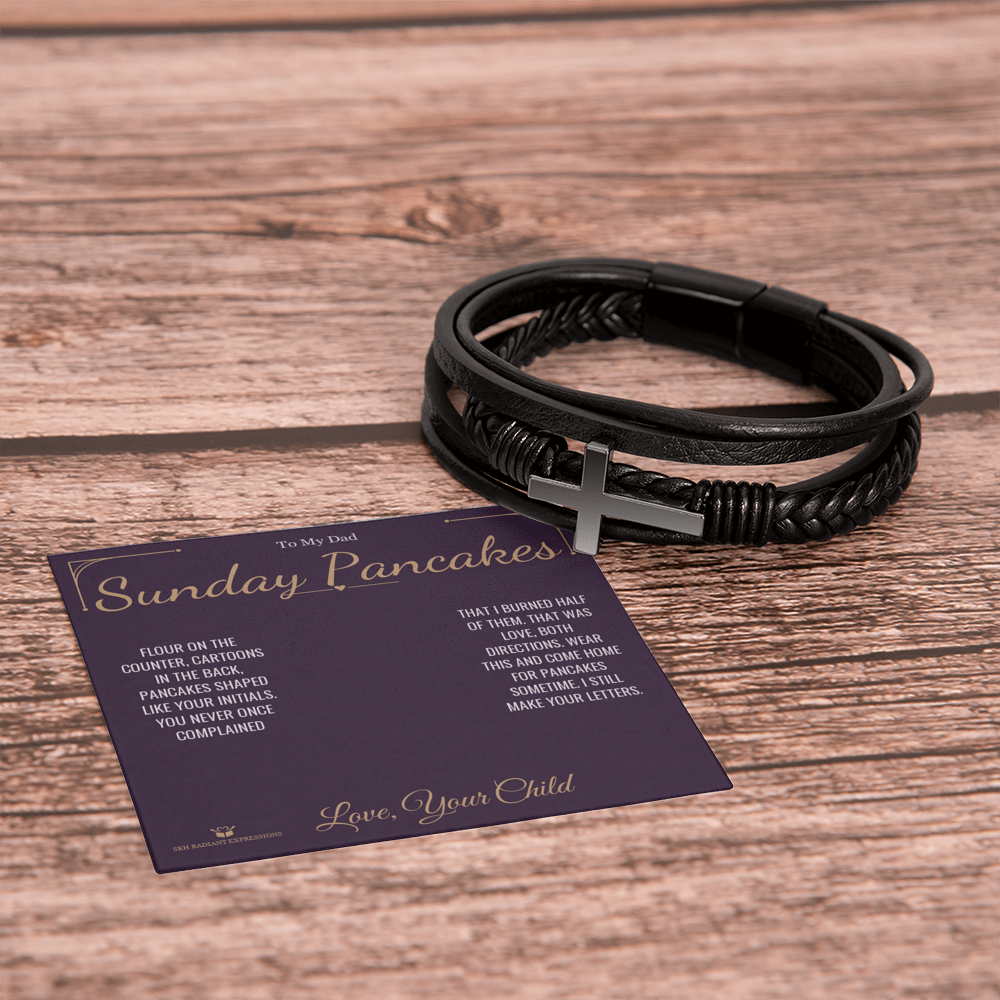 Sunday Pancakes - Men's Cross Bracelet for Dad