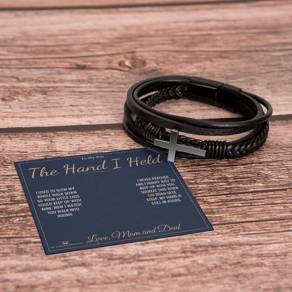 The Hand I Held - Men's Cross Bracelet for Son