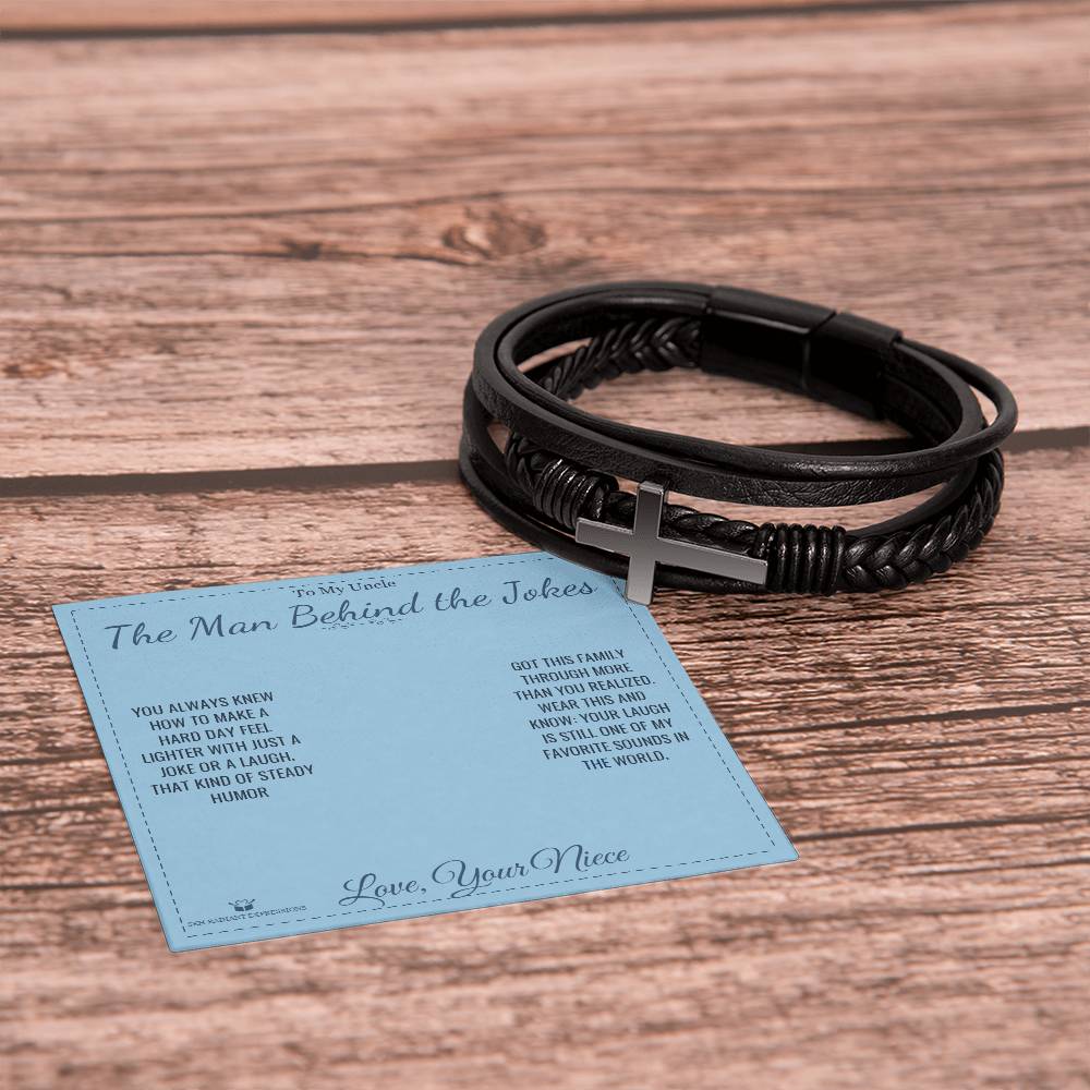 The Man Behind the Jokes - Men's Cross Bracelet for Uncle