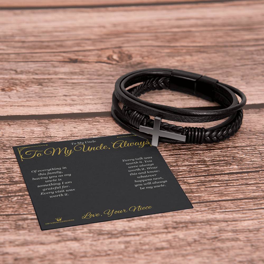 To My Uncle, Always - Men's Cross Bracelet for Uncle