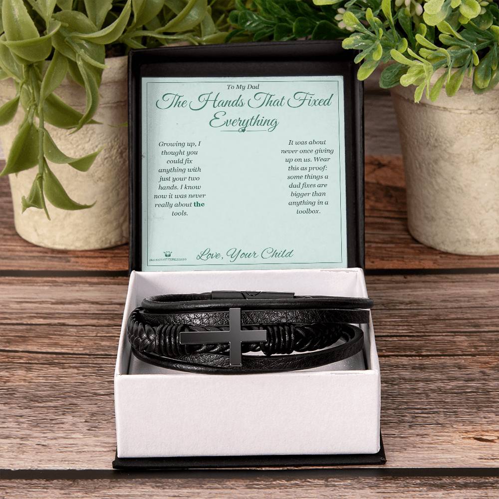 The Hands That Fixed Everything - Men's Cross Bracelet for Dad