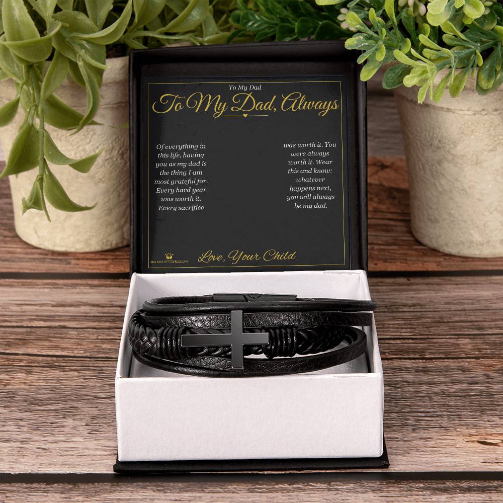 To My Dad, Always - Men's Cross Bracelet for Dad