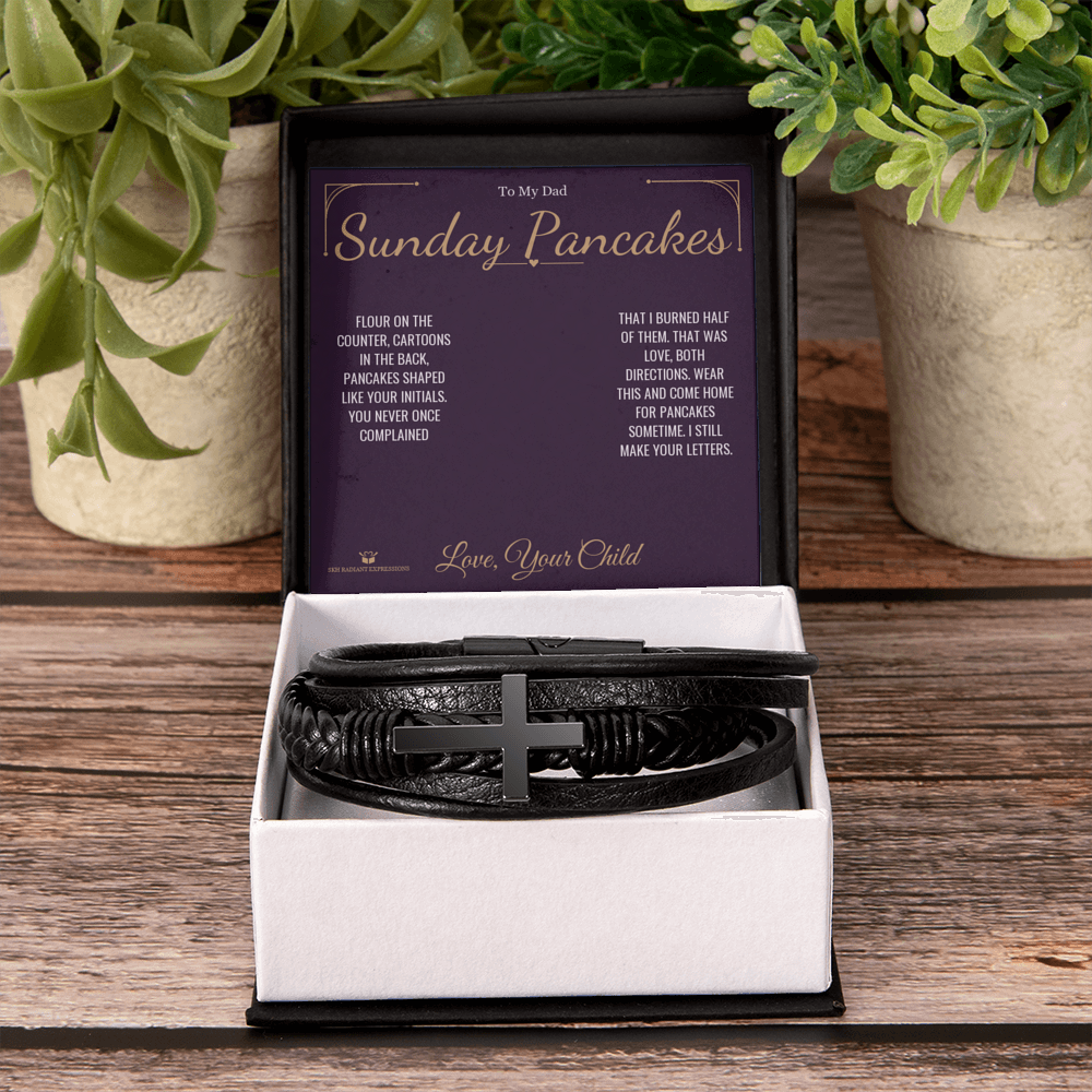 Sunday Pancakes - Men's Cross Bracelet for Dad