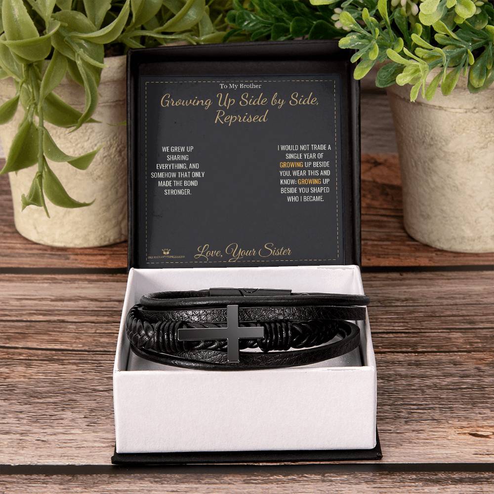 Growing Up Side by Side, Reprised - Men's Cross Bracelet for Brother