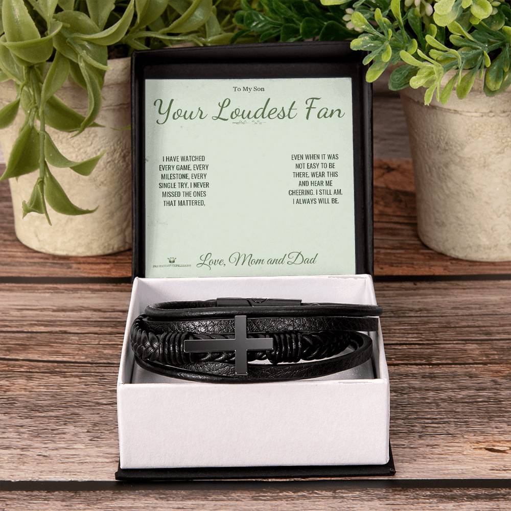 Your Loudest Fan - Men's Cross Bracelet for Son