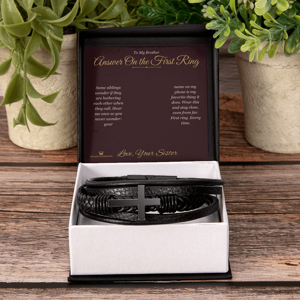 Answer On the First Ring - Men's Cross Bracelet for Brother