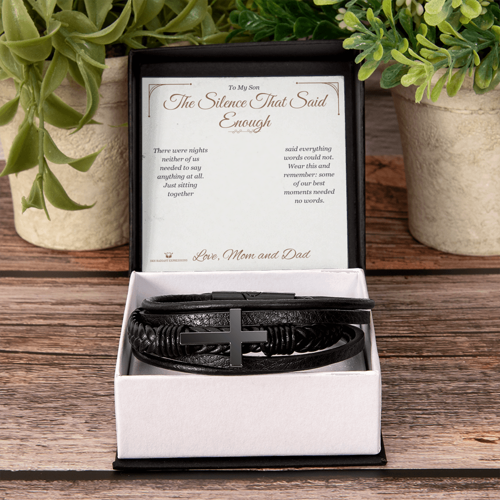 The Silence That Said Enough - Men's Cross Bracelet for Son