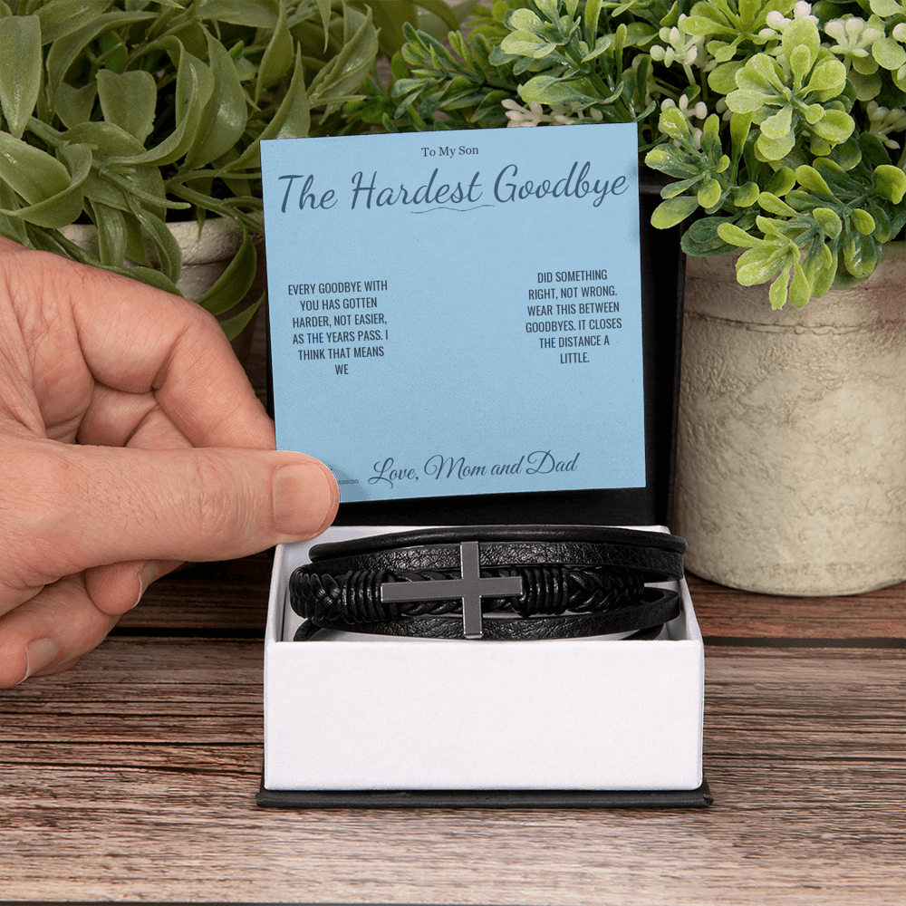 The Hardest Goodbye - Men's Cross Bracelet for Son