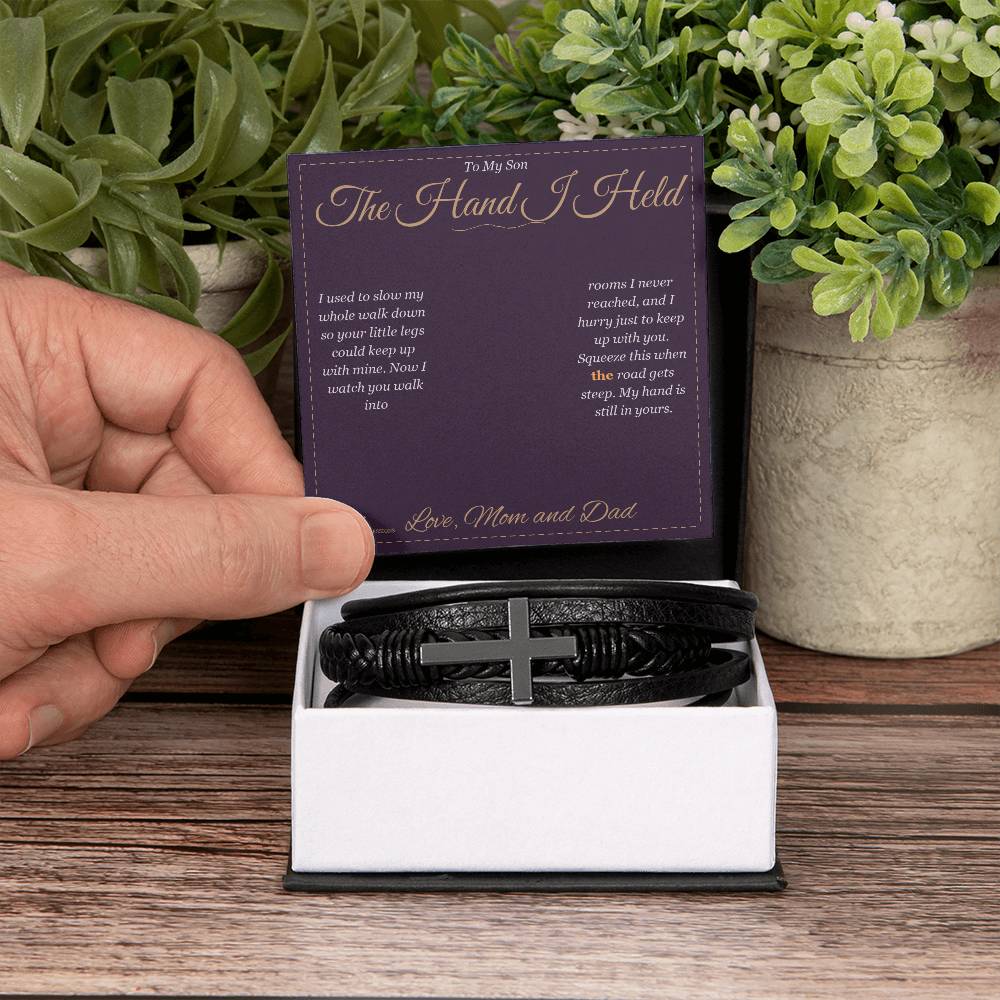 The Hand I Held - Men's Cross Bracelet for Son