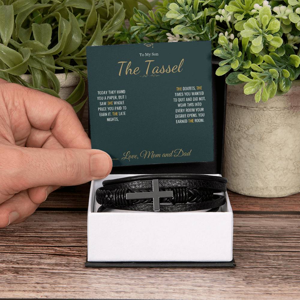 The Tassel - Men's Cross Bracelet for Son