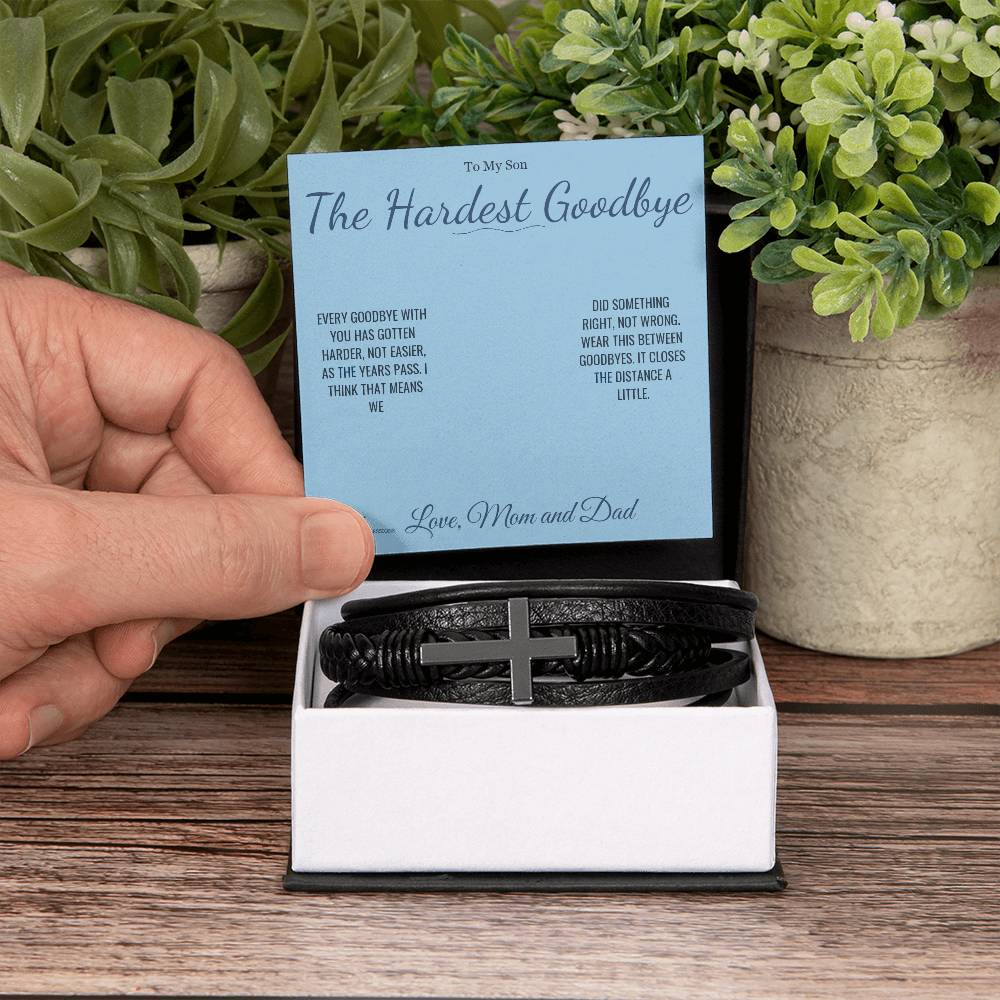 The Hardest Goodbye - Men's Cross Bracelet for Son