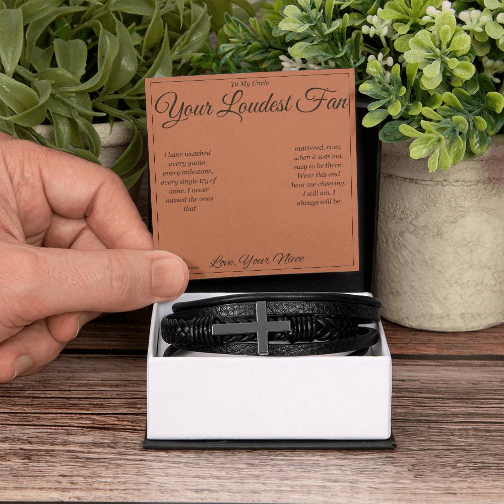 Your Loudest Fan - Men's Cross Bracelet for Uncle