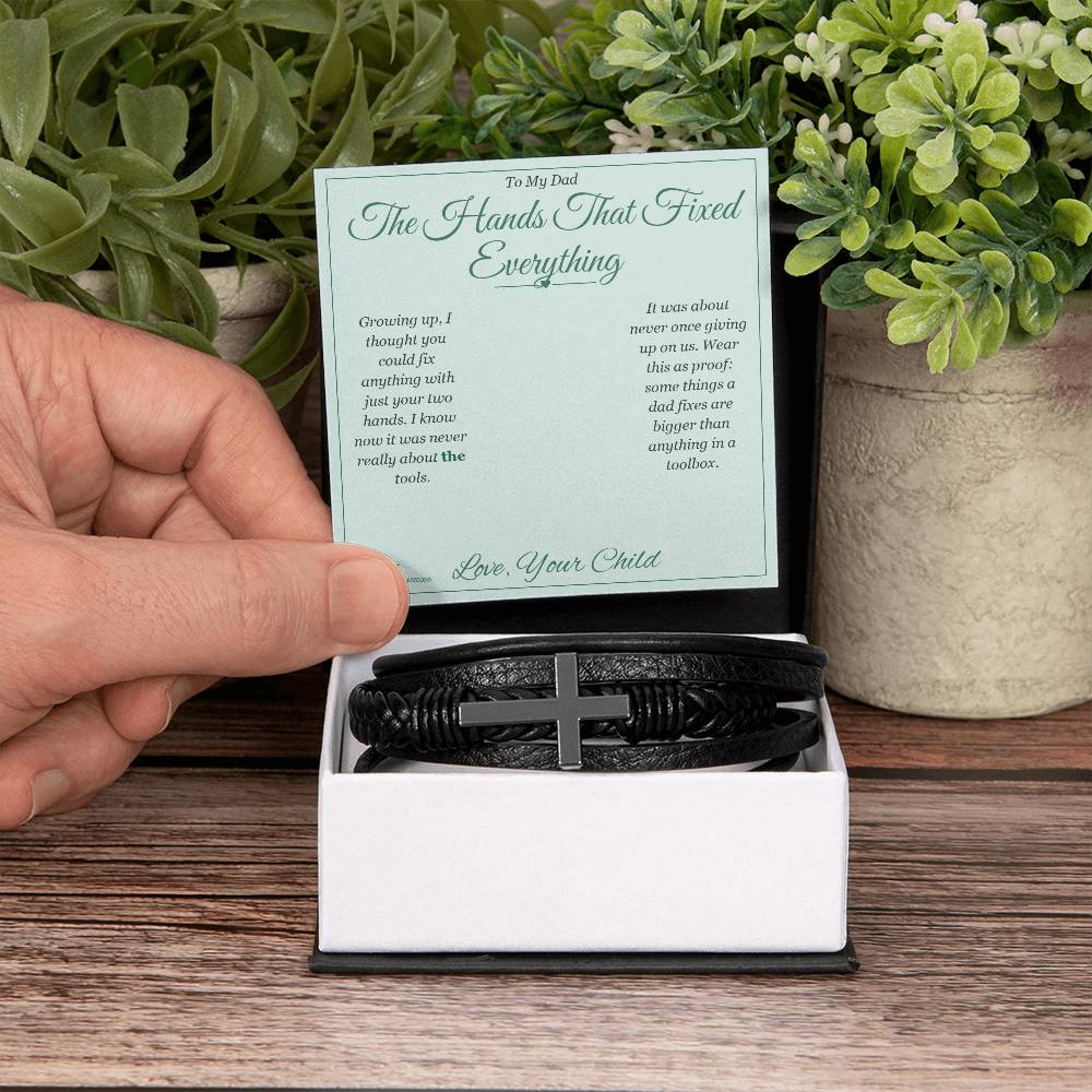 The Hands That Fixed Everything - Men's Cross Bracelet for Dad