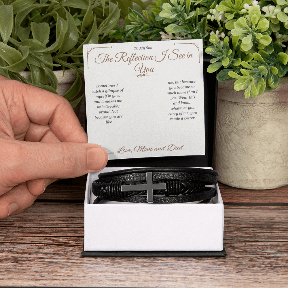 The Reflection I See in You - Men's Cross Bracelet for Son
