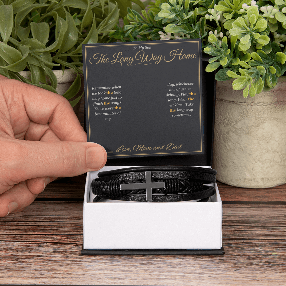 The Long Way Home - Men's Cross Bracelet for Son