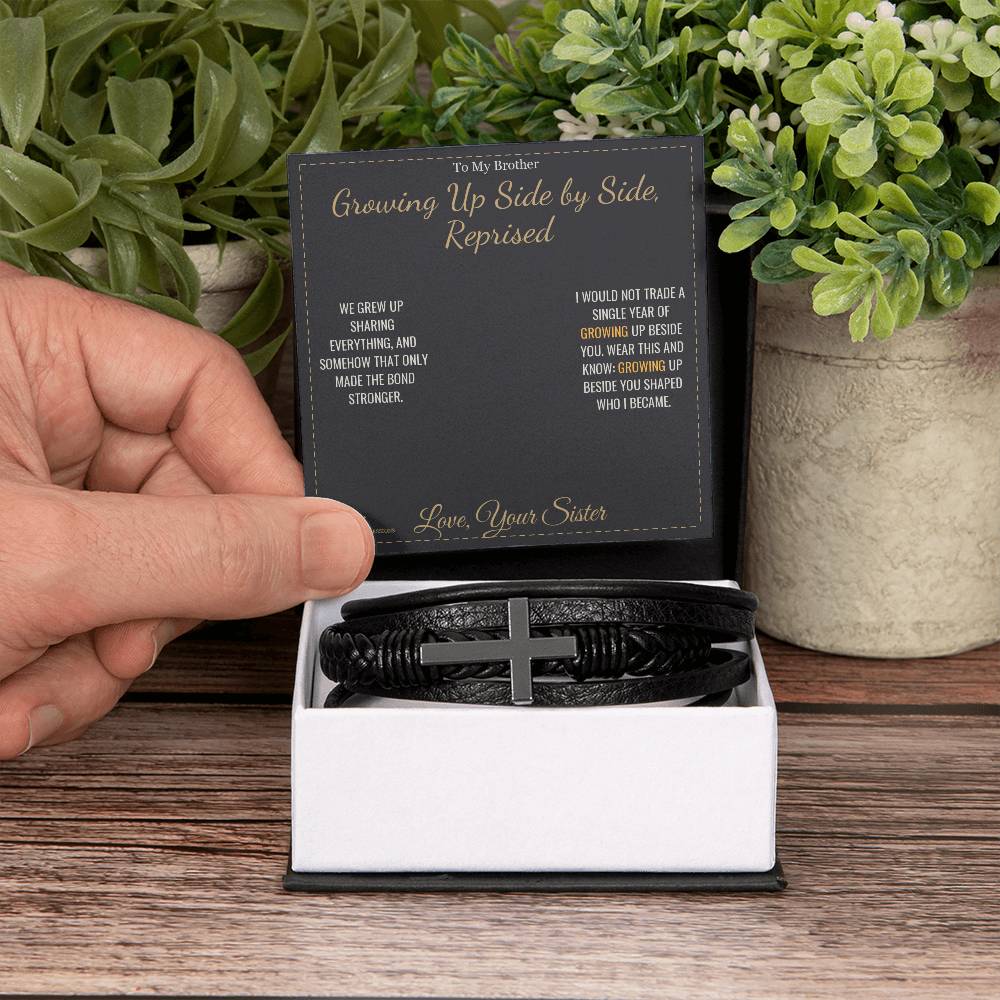 Growing Up Side by Side, Reprised - Men's Cross Bracelet for Brother
