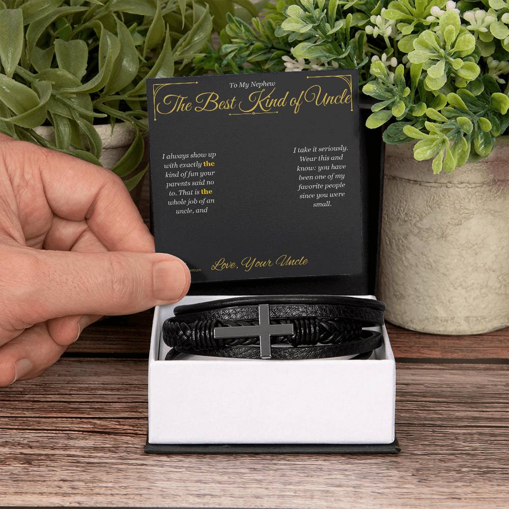 The Best Kind of Uncle - Men's Cross Bracelet for Nephew